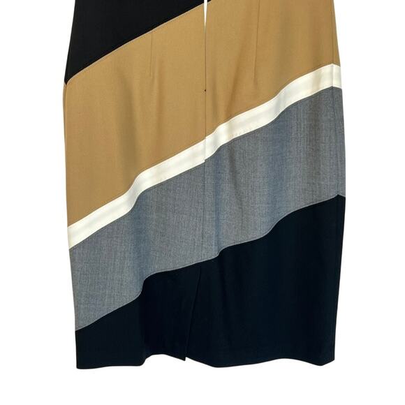 White House Black Market Ivory Brown Black Grey Stripe Sleeveless Dress Size 00 - Picture 6 of 9